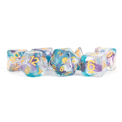 Unicorn Fancy Fae - Polyhedral Resin 16mm - Rollespils Terning Sæt - Metallic Dice Games